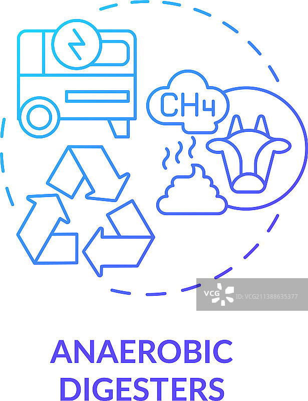 蓝色渐变厌氧消化器概念图标图片素材