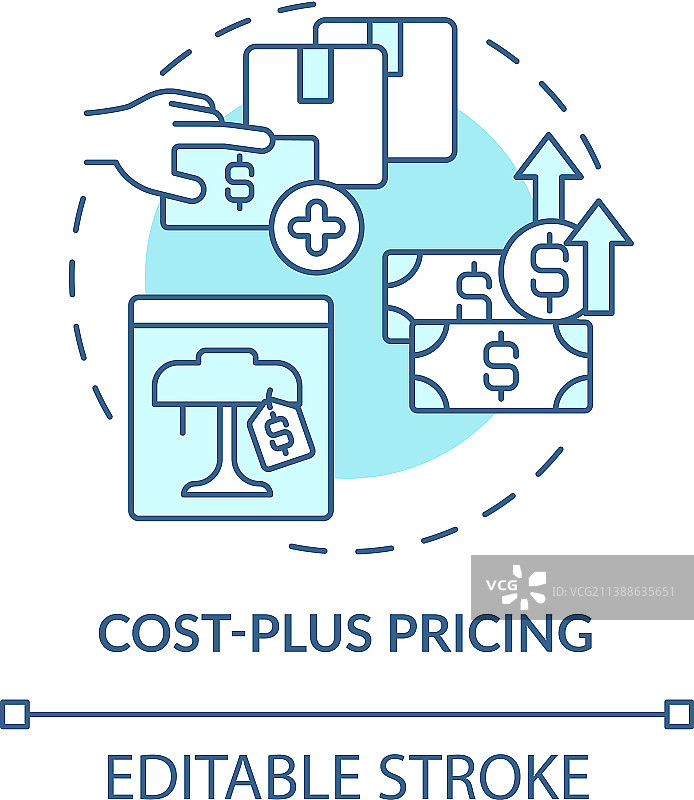 成本加定价蓝绿色概念图标图片素材