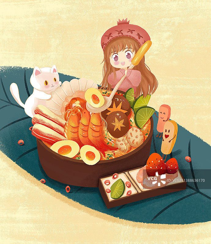 美食治愈插画图片素材
