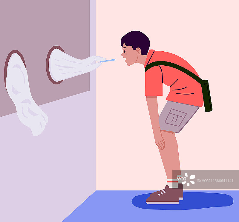 新冠肺炎病毒防疫检测做核酸日常生活男人插画图片素材