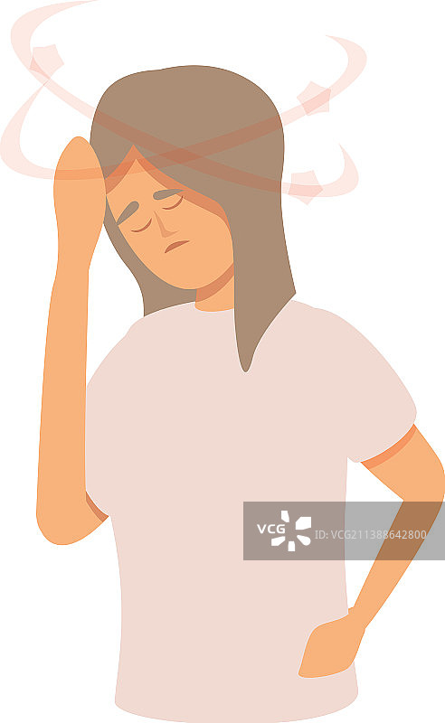 卡通女孩精神痛苦眩晕图标图片素材