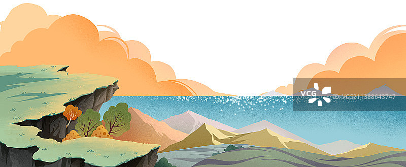 秋天的海边悬崖背景图片素材