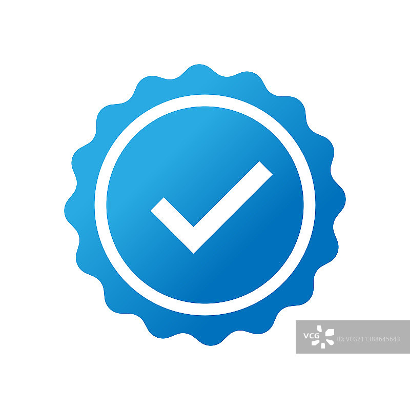 带有勾选标记的已验证蓝色个人资料图片素材