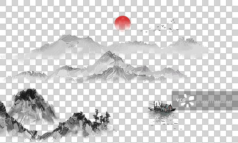 中国风水墨意境山水画图片素材