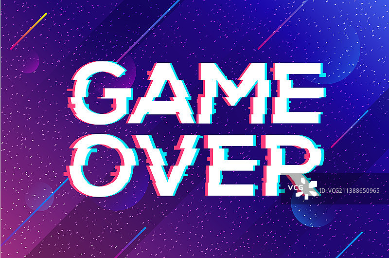 游戏结束屏幕故障视频复古像素图片素材