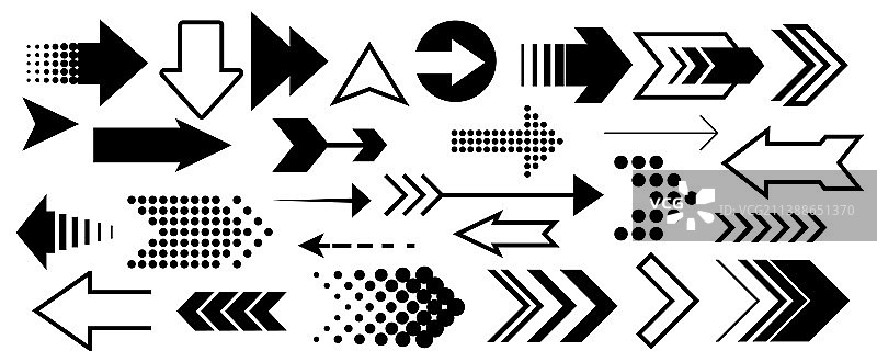 白色背景上的黑色箭头图标合集图片素材