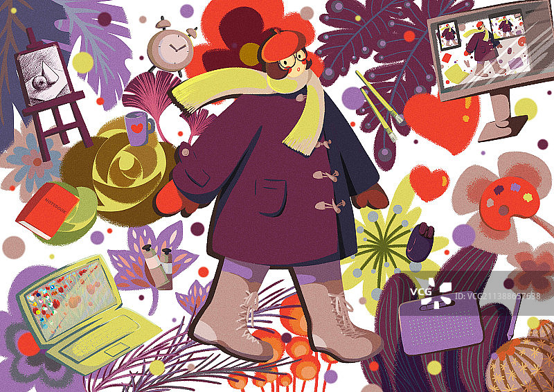 画画的女孩图片素材