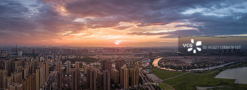 航拍长沙县星沙城市风光图片素材