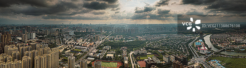 航拍长沙县星沙城市风光图片素材