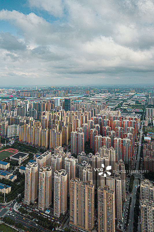 航拍长沙县星沙城市风光图片素材