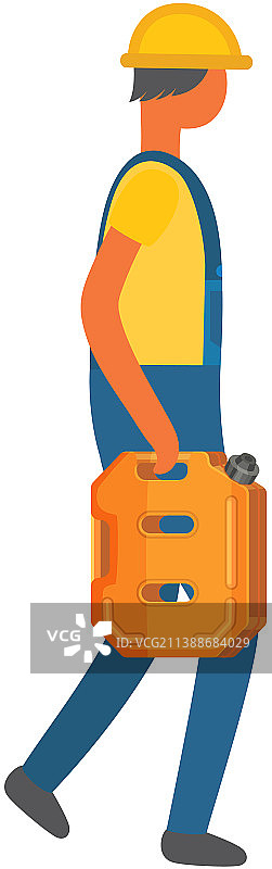 穿制服的工人在橙色罐子里图片素材