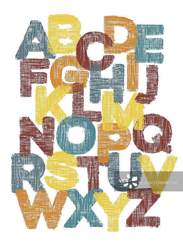 英文字母的彩色纺织字母图片素材