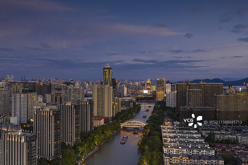 杭州拱墅区运河拱墅夕阳风光图片素材