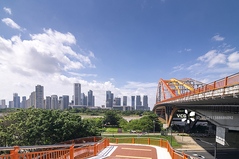 城市的桥梁与建筑图片素材