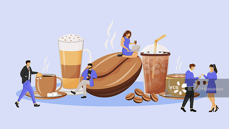 咖啡文化扁平概念：男人和女人图片素材