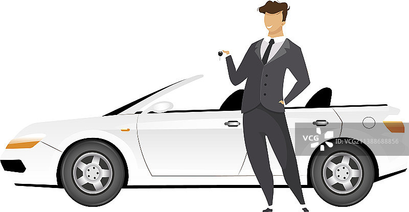 站在汽车旁的无脸商人图片素材