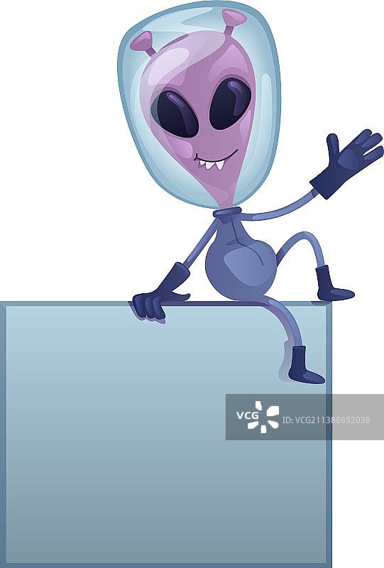 友好的外星人扁平卡通欢迎图片素材