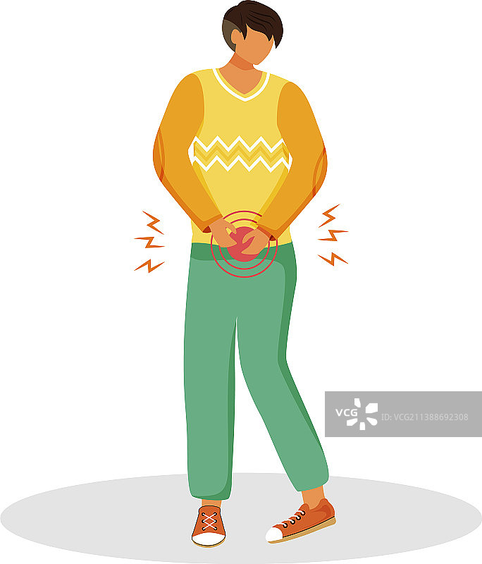 紧急排尿扁平风免抠人物图片素材