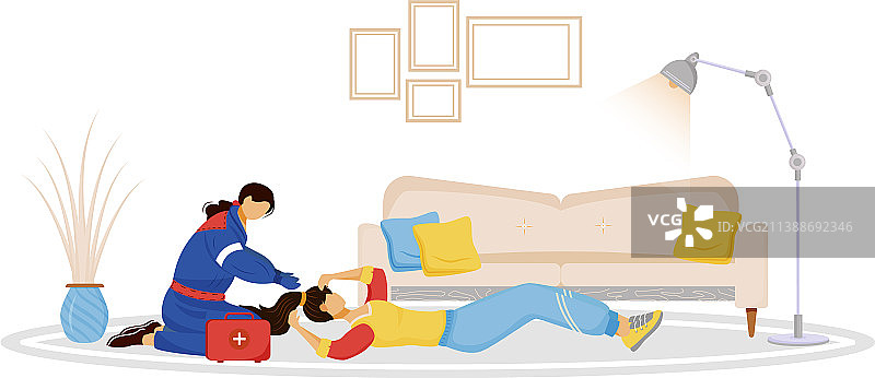 紧急援助平面彩色无面人物图片素材