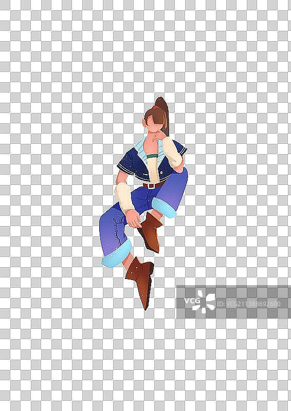 扁平风酷女孩儿图片素材