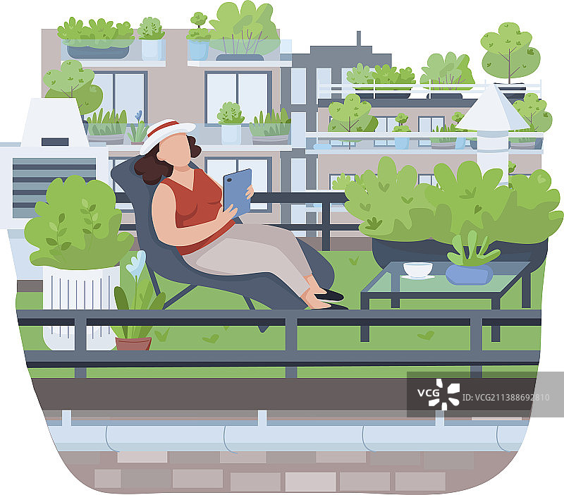 在阳台上放松 2.5D网页banner海报图片素材