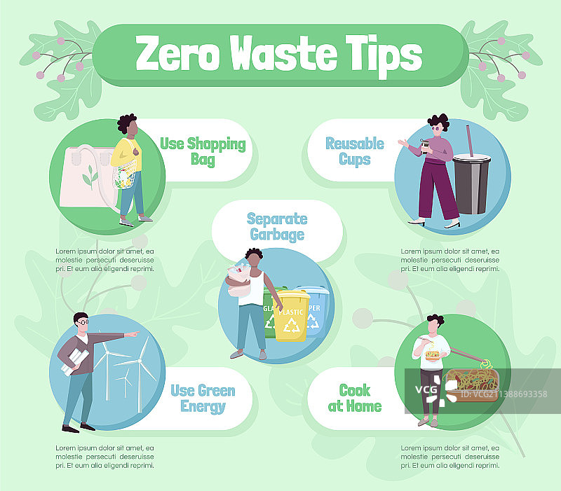 零浪费小技巧扁平化彩色信息图模板图片素材