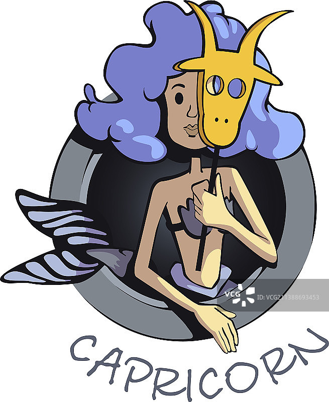 摩羯座女性扁平卡通图片素材