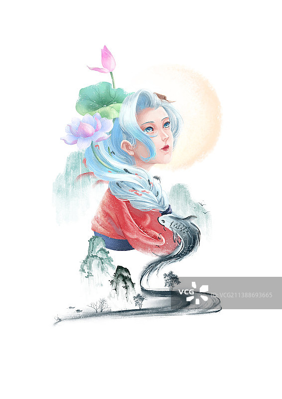 国风创意人头像女图片素材