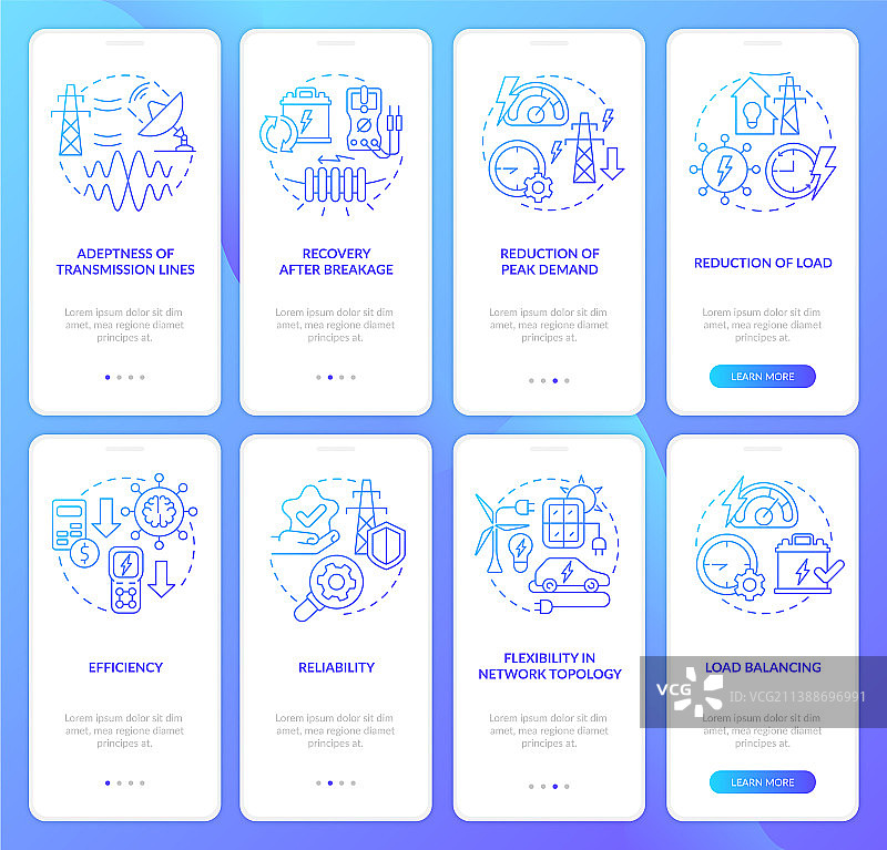 智能网格蓝色渐变引导移动App图片素材