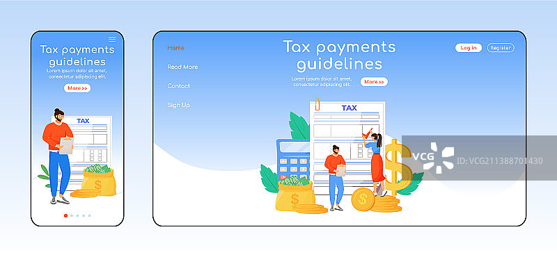税务支付指南自适应落地页图片素材