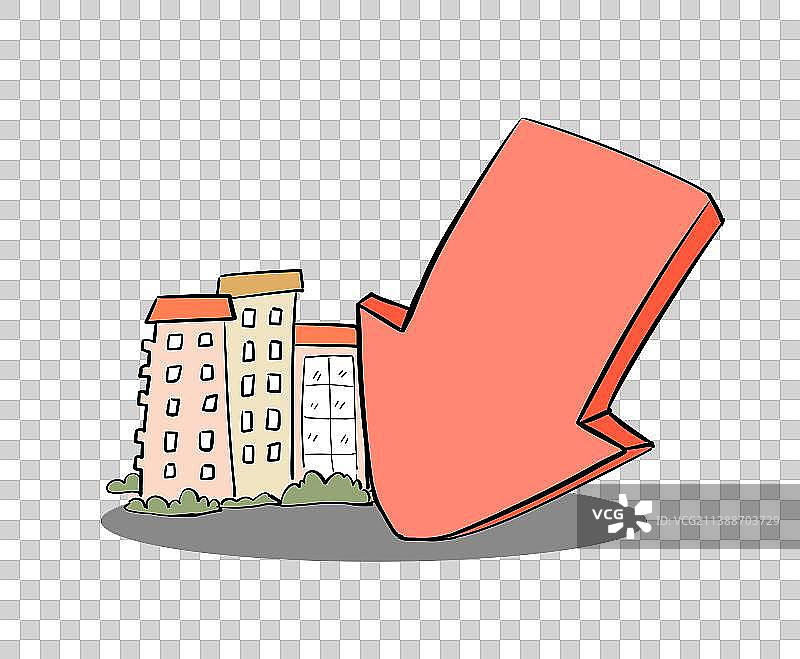 向下的箭头与楼房图片素材