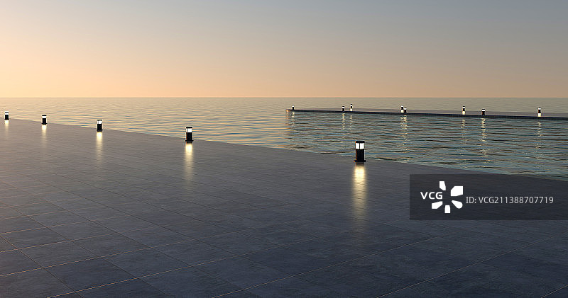 海边码头的夜景图片素材