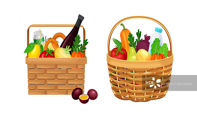 柳条篮子里的健康有机产品图片素材