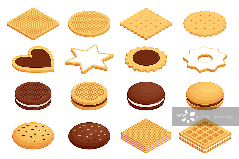 白色背景上的2.5D饼干图片素材