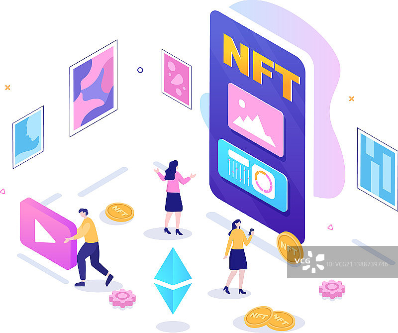 NFT非同质化代币加密艺术转换图片素材