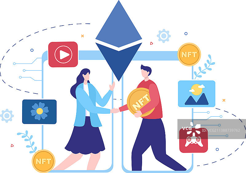 NFT非同质化代币加密艺术转换图片素材