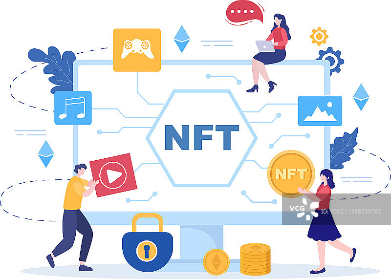 NFT非同质化代币加密艺术转换图片素材
