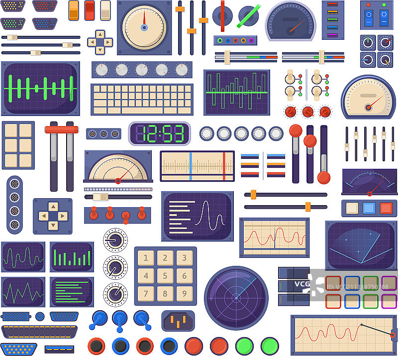 控制面板元件按钮拨号盘调谐器图片素材
