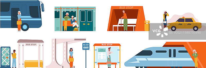 公共交通乘客人物矢量素材图片素材