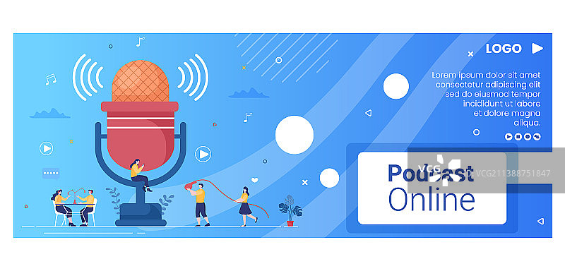使用耳机进行播客封面模板图片素材