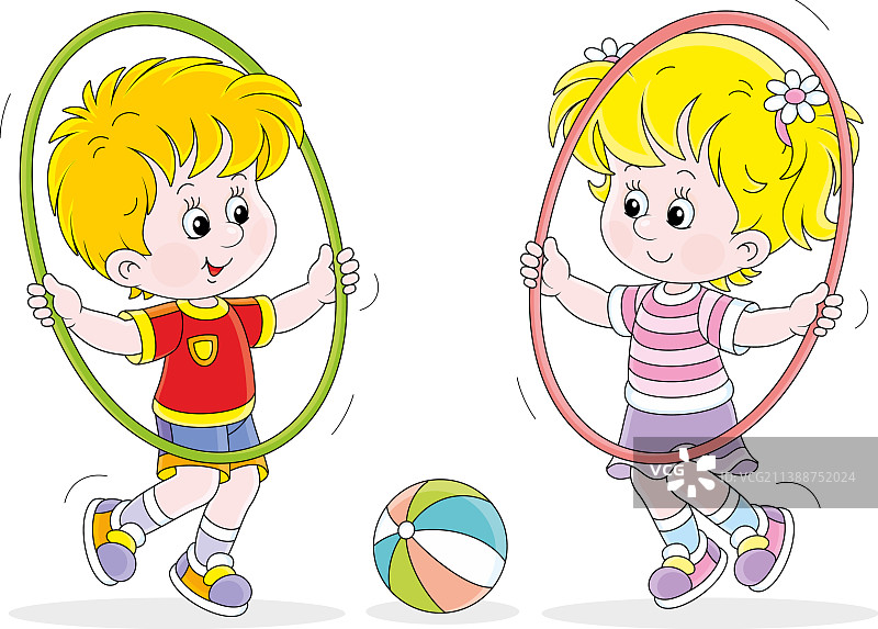 快乐的孩子们玩转呼啦圈图片素材