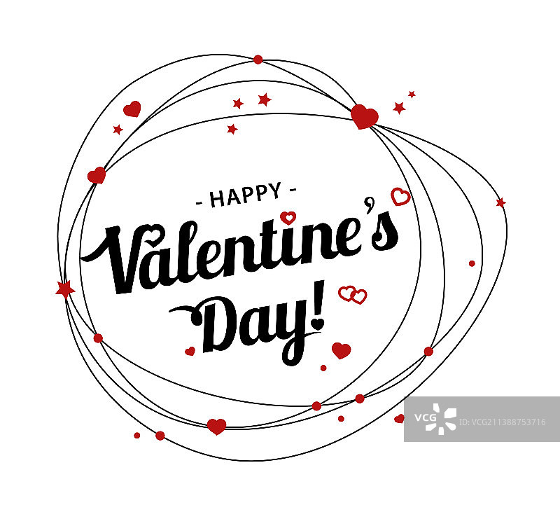 抽象心形线条情人节贺卡图片素材