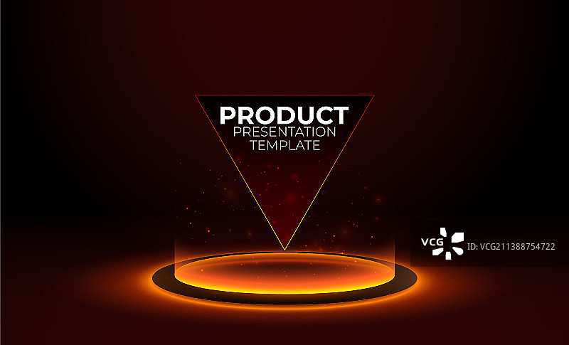 地板上的红色发光环圈领奖台图片素材