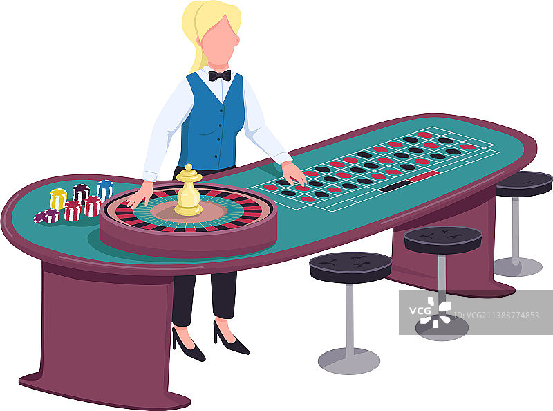 扁平风格的荷官女性角色图片素材