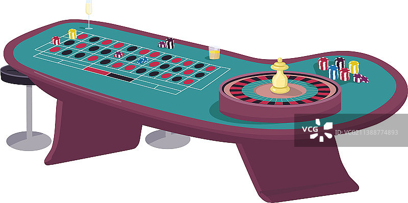 卡通赌场轮盘赌桌扁平风格元素图片素材