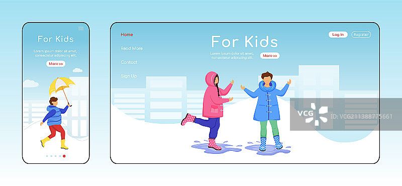儿童主题着陆页扁平风模板图片素材