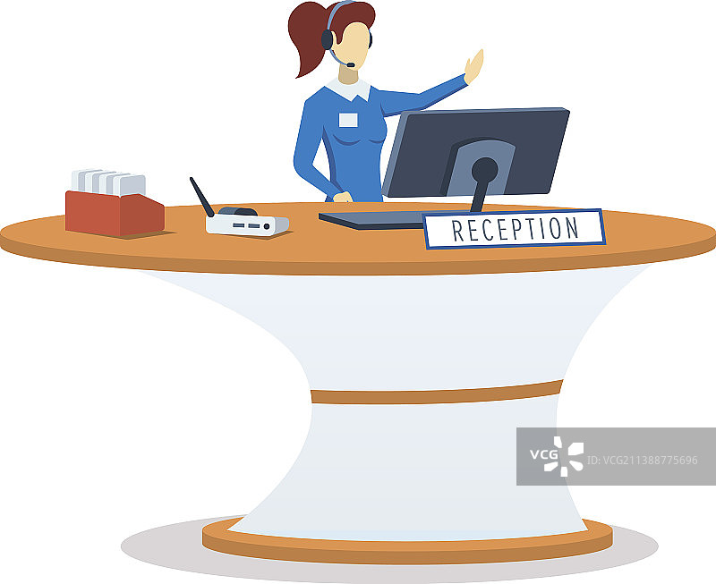 前台接待处的半扁平RGB颜色女人图片素材