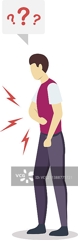 男人胃痛的半扁平RGB颜色图片素材