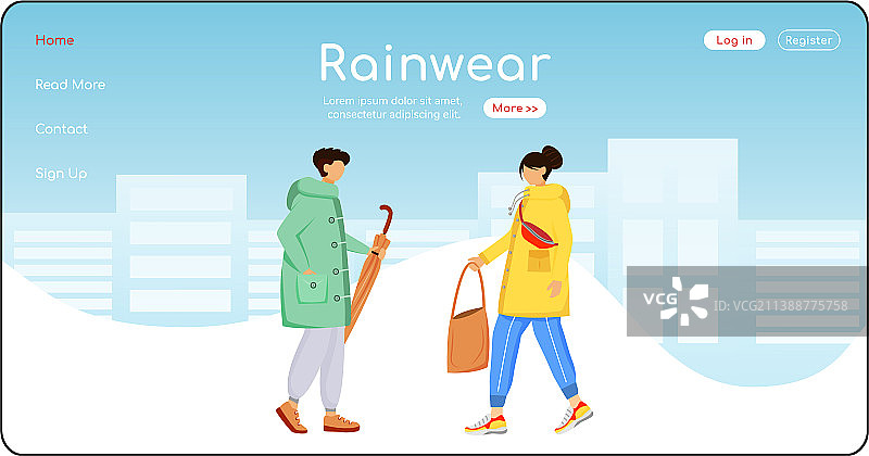 雨具着陆页扁平风模板图片素材