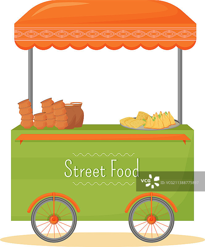 街头小吃移动售货亭卡通印度图片素材